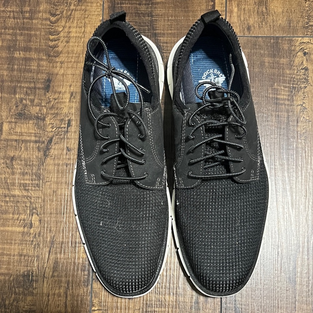 Rockport Men's Black Knit Lace-Up Sneakers with White Trim